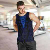 Vikings Skull Men Tank Top with Horned Helmet, Blue Axes and Runes Norse Warrior Tribute - Wonder Print Shop