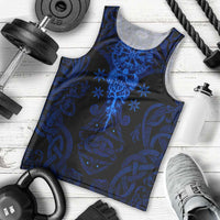 Vikings Skull Men Tank Top with Horned Helmet, Blue Axes and Runes Norse Warrior Tribute - Wonder Print Shop