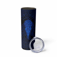 Vikings Skull Skinny Tumbler with Horned Helmet, Blue Axes and Runes Norse Warrior Tribute - Wonder Print Shop