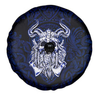 Vikings Skull Spare Tire Cover with Horned Helmet, Blue Axes and Runes Norse Warrior Tribute - Wonder Print Shop