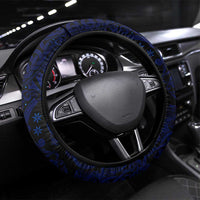Vikings Skull Steering Wheel Cover with Horned Helmet, Blue Axes and Runes Norse Warrior Tribute - Wonder Print Shop