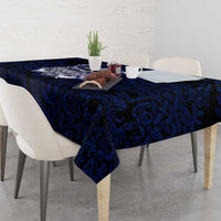 Vikings Skull Tablecloth with Horned Helmet, Blue Axes and Runes Norse Warrior Tribute - Wonder Print Shop