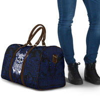 Vikings Skull Travel Bag with Horned Helmet, Blue Axes and Runes Norse Warrior Tribute - Wonder Print Shop
