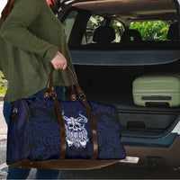 Vikings Skull Travel Bag with Horned Helmet, Blue Axes and Runes Norse Warrior Tribute - Wonder Print Shop