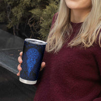 Vikings Skull Tumbler Cup with Horned Helmet, Blue Axes and Runes Norse Warrior Tribute - Wonder Print Shop