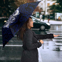 Vikings Skull Umbrella with Horned Helmet, Blue Axes and Runes Norse Warrior Tribute - Wonder Print Shop