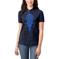 Vikings Skull Women Polo Shirt with Horned Helmet, Blue Axes and Runes Norse Warrior Tribute - Wonder Print Shop
