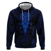 Vikings Skull Zip Hoodie with Horned Helmet, Blue Axes and Runes Norse Warrior Tribute - Wonder Print Shop