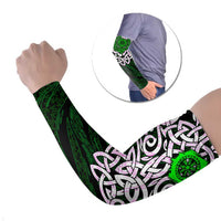 Vegvisir Arm Sleeves with Green Dragons and Norse Knots Viking Protection Tribute - Wonder Print Shop