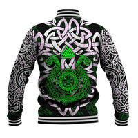 Vegvisir Baseball Jacket with Green Dragons and Norse Knots Viking Protection Tribute - Wonder Print Shop