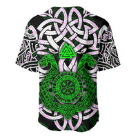 Vegvisir Baseball Jersey with Green Dragons and Norse Knots Viking Protection Tribute - Wonder Print Shop