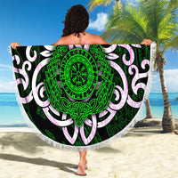 Vegvisir Beach Blanket with Green Dragons and Norse Knots Viking Protection Tribute - Wonder Print Shop