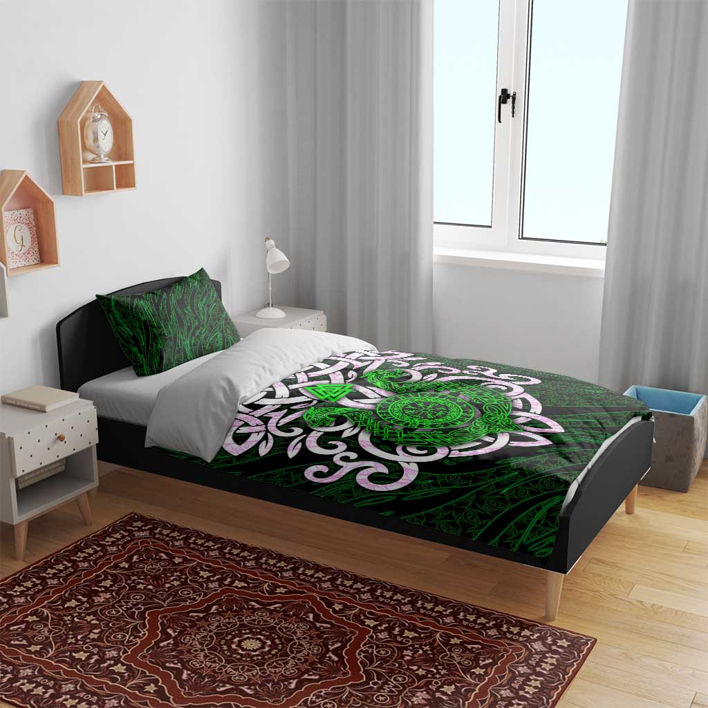 Vegvisir Bedding Set with Green Dragons and Norse Knots Viking Protection Tribute - Wonder Print Shop