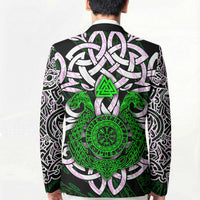 Vegvisir Blazer with Green Dragons and Norse Knots Viking Protection Tribute - Wonder Print Shop