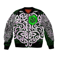 Vegvisir Bomber Jacket with Green Dragons and Norse Knots Viking Protection Tribute - Wonder Print Shop