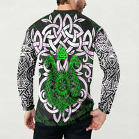 Vegvisir Button Sweatshirt with Green Dragons and Norse Knots Viking Protection Tribute - Wonder Print Shop