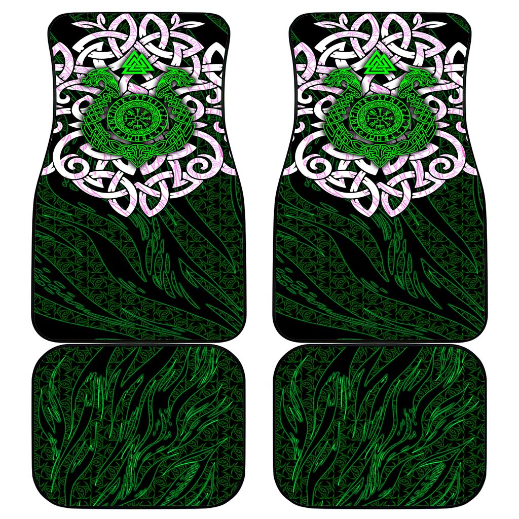 Vegvisir Car Mats with Green Dragons and Norse Knots Viking Protection Tribute - Wonder Print Shop