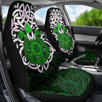 Vegvisir Car Seat Cover with Green Dragons and Norse Knots Viking Protection Tribute - Wonder Print Shop