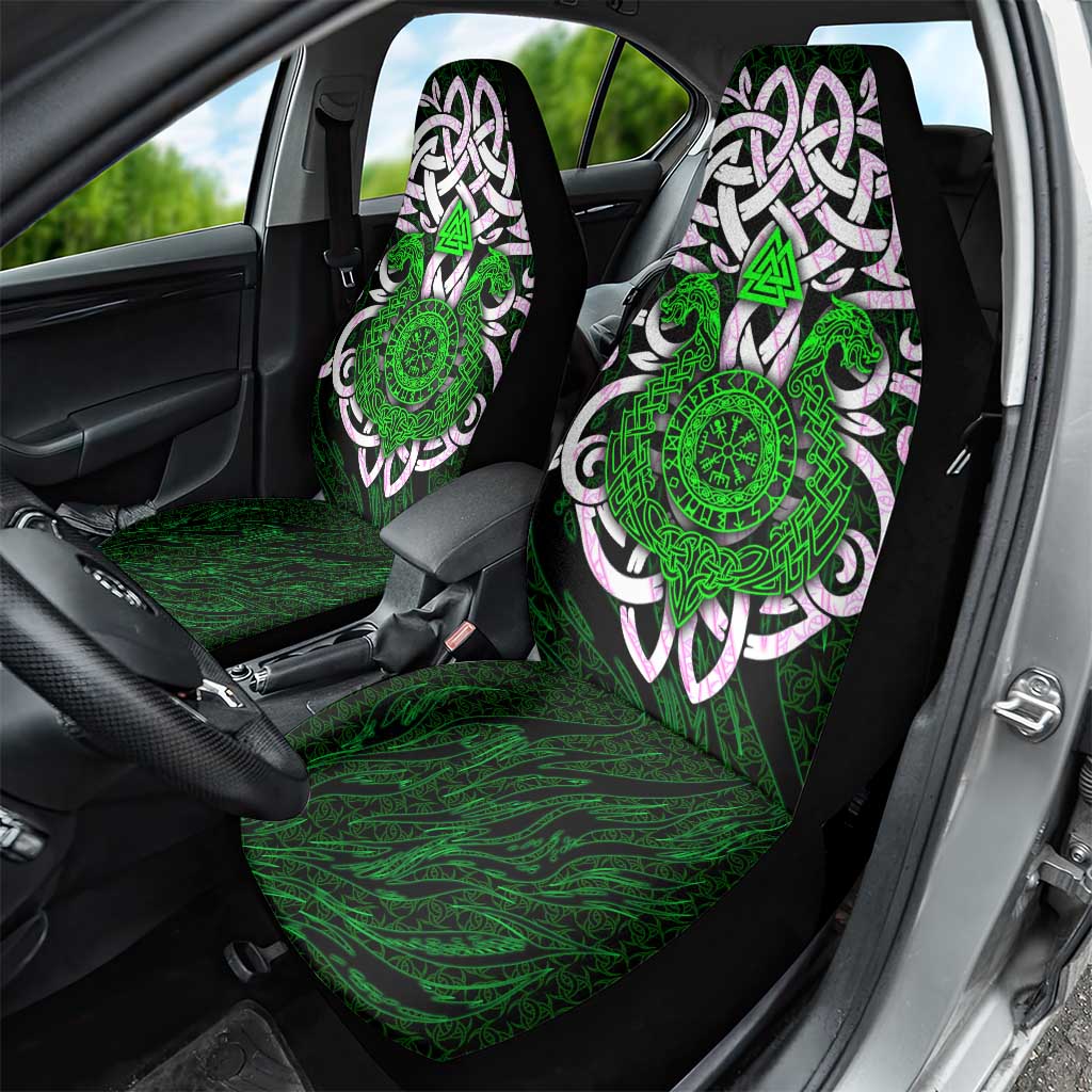 Vegvisir Car Seat Cover with Green Dragons and Norse Knots Viking Protection Tribute - Wonder Print Shop