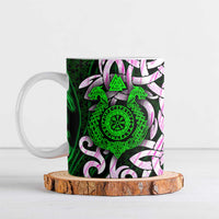 Vegvisir Ceramic Mug with Green Dragons and Norse Knots Viking Protection Tribute - Wonder Print Shop