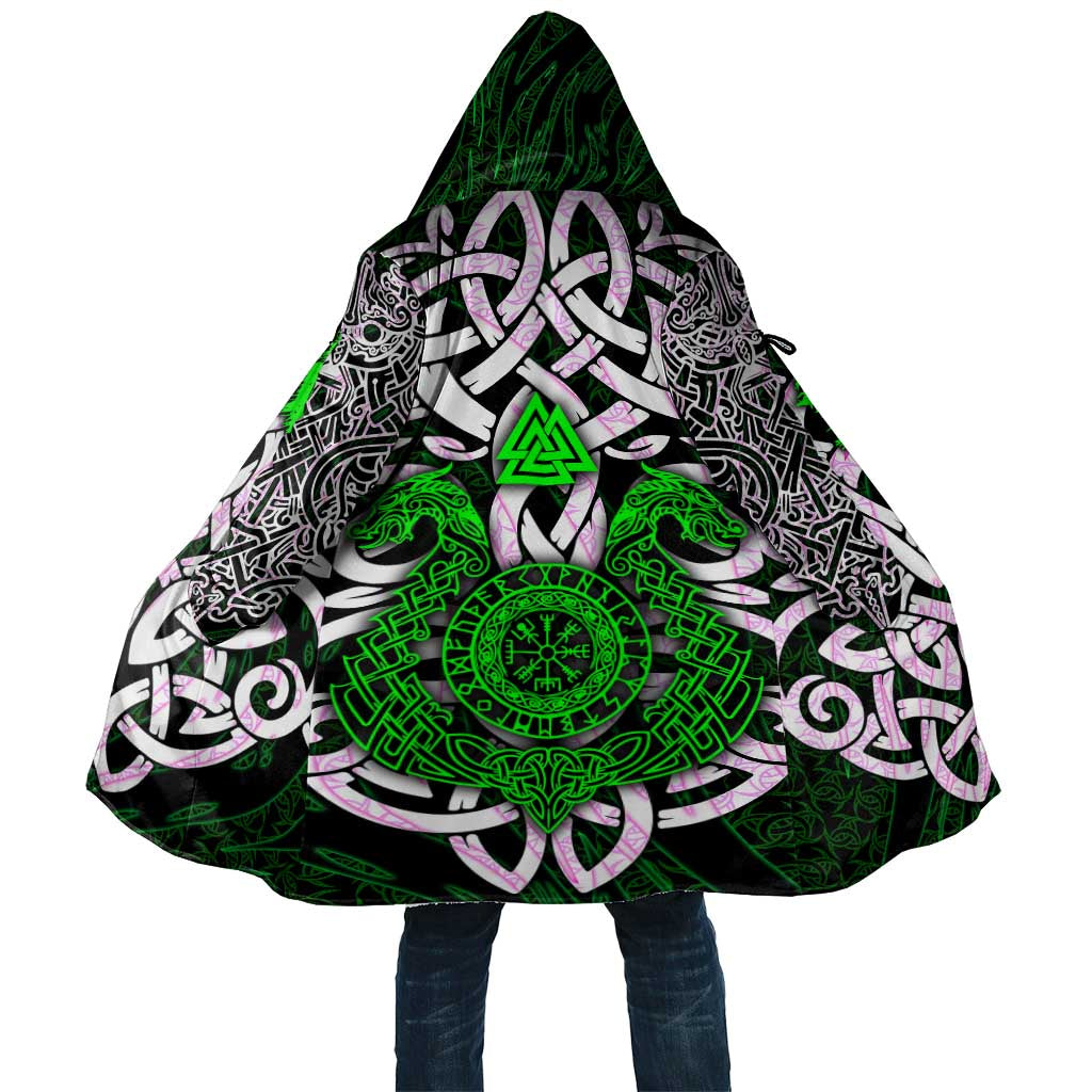 Vegvisir Cloak with Green Dragons and Norse Knots Viking Protection Tribute - Wonder Print Shop