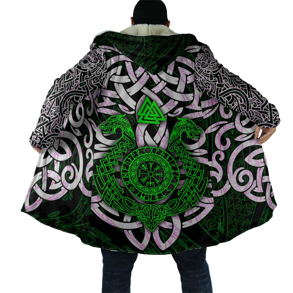 Vegvisir Cloak with Green Dragons and Norse Knots Viking Protection Tribute - Wonder Print Shop