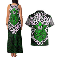 Vegvisir Couples Matching Tank Maxi Dress and Hawaiian Shirt with Green Dragons and Norse Knots Viking Protection Tribute - Wonder Print Shop