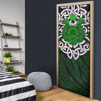Vegvisir Door Cover with Green Dragons and Norse Knots Viking Protection Tribute - Wonder Print Shop