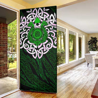 Vegvisir Door Cover with Green Dragons and Norse Knots Viking Protection Tribute - Wonder Print Shop