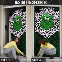 Vegvisir Door Cover with Green Dragons and Norse Knots Viking Protection Tribute - Wonder Print Shop