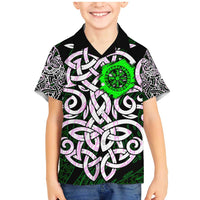 Vegvisir Family Matching Mermaid Dress and Hawaiian Shirt with Green Dragons and Norse Knots Viking Protection Tribute - Wonder Print Shop