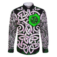Vegvisir Family Matching Off Shoulder Short Dress and Hawaiian Shirt with Green Dragons and Norse Knots Viking Protection Tribute - Wonder Print Shop