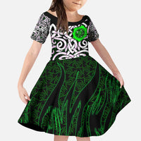 Vegvisir Family Matching Puletasi and Hawaiian Shirt with Green Dragons and Norse Knots Viking Protection Tribute - Wonder Print Shop