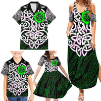 Vegvisir Family Matching Summer Maxi Dress and Hawaiian Shirt with Green Dragons and Norse Knots Viking Protection Tribute - Wonder Print Shop
