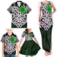 Vegvisir Family Matching Tank Maxi Dress and Hawaiian Shirt with Green Dragons and Norse Knots Viking Protection Tribute - Wonder Print Shop