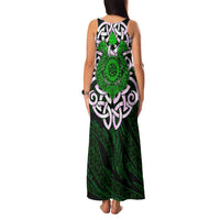 Vegvisir Family Matching Tank Maxi Dress and Hawaiian Shirt with Green Dragons and Norse Knots Viking Protection Tribute - Wonder Print Shop