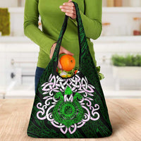 Vegvisir Grocery Bag with Green Dragons and Norse Knots Viking Protection Tribute - Wonder Print Shop