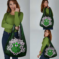 Vegvisir Grocery Bag with Green Dragons and Norse Knots Viking Protection Tribute - Wonder Print Shop
