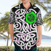 Vegvisir Hawaiian Shirt with Green Dragons and Norse Knots Viking Protection Tribute - Wonder Print Shop
