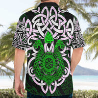 Vegvisir Hawaiian Shirt with Green Dragons and Norse Knots Viking Protection Tribute - Wonder Print Shop