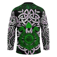 Vegvisir Hockey Jersey with Green Dragons and Norse Knots Viking Protection Tribute - Wonder Print Shop