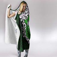 Vegvisir Hooded Blanket with Green Dragons and Norse Knots Viking Protection Tribute - Wonder Print Shop