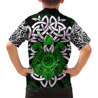 Vegvisir Kid Hawaiian Shirt with Green Dragons and Norse Knots Viking Protection Tribute - Wonder Print Shop