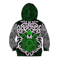 Vegvisir Kid Hoodie with Green Dragons and Norse Knots Viking Protection Tribute - Wonder Print Shop