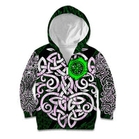 Vegvisir Kid Hoodie with Green Dragons and Norse Knots Viking Protection Tribute - Wonder Print Shop