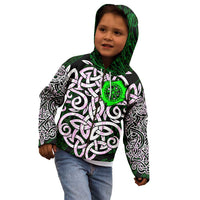 Vegvisir Kid Hoodie with Green Dragons and Norse Knots Viking Protection Tribute - Wonder Print Shop