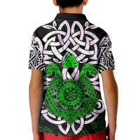 Vegvisir Kid Polo Shirt with Green Dragons and Norse Knots Viking Protection Tribute - Wonder Print Shop