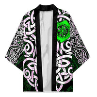 Vegvisir Kimono with Green Dragons and Norse Knots Viking Protection Tribute - Wonder Print Shop