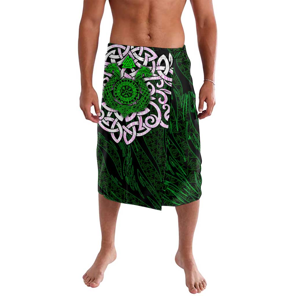 Vegvisir Lavalava with Green Dragons and Norse Knots Viking Protection Tribute - Wonder Print Shop