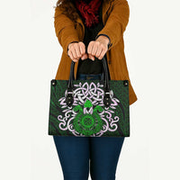 Vegvisir Leather Bag with Green Dragons and Norse Knots Viking Protection Tribute - Wonder Print Shop